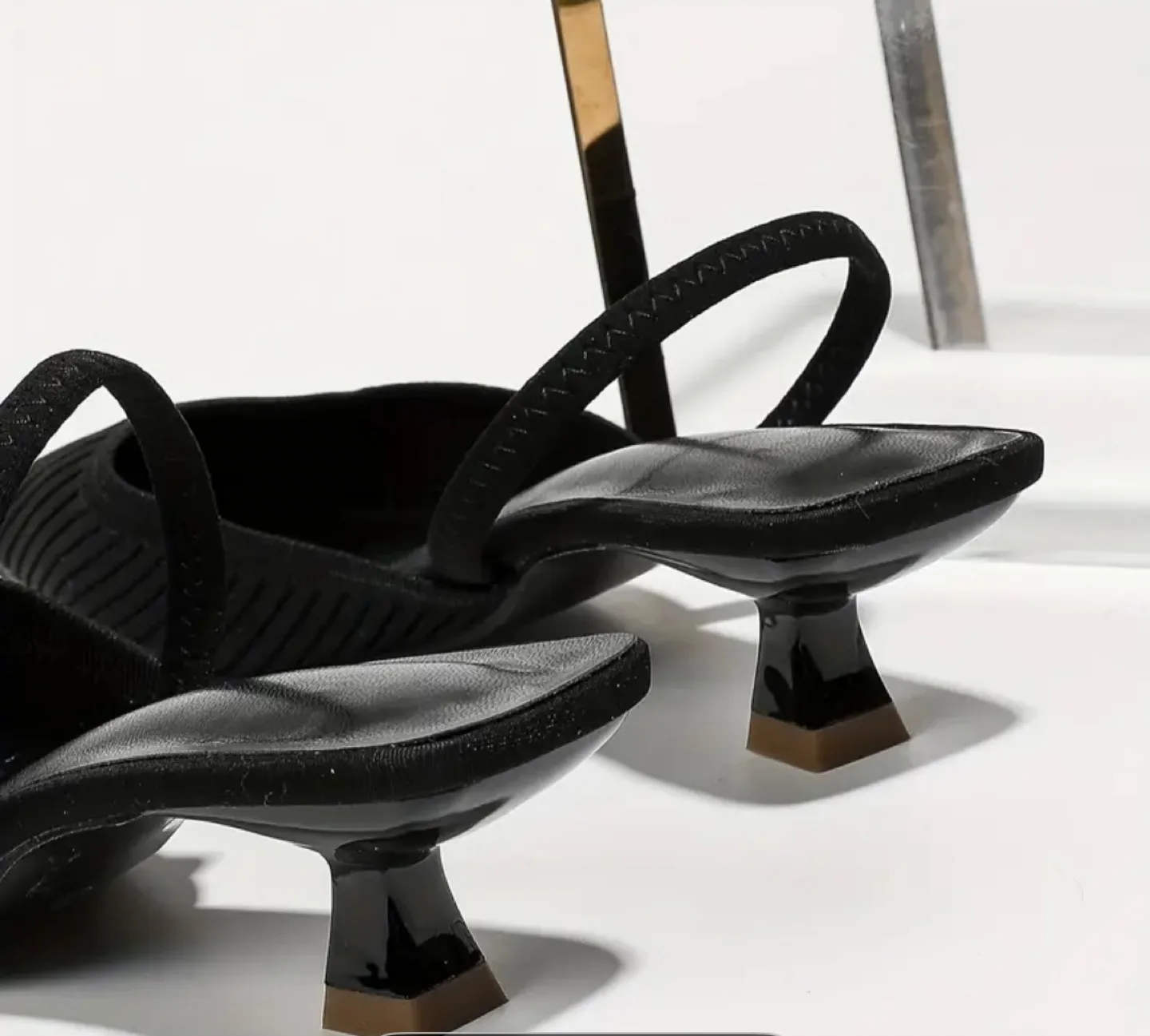 Black Knitted Slingback Kitten Heels image indicator(5)