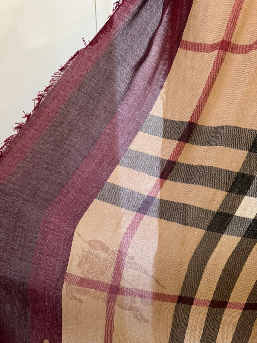 Burberry Scarf - Red and Beige Check image indicator(3)