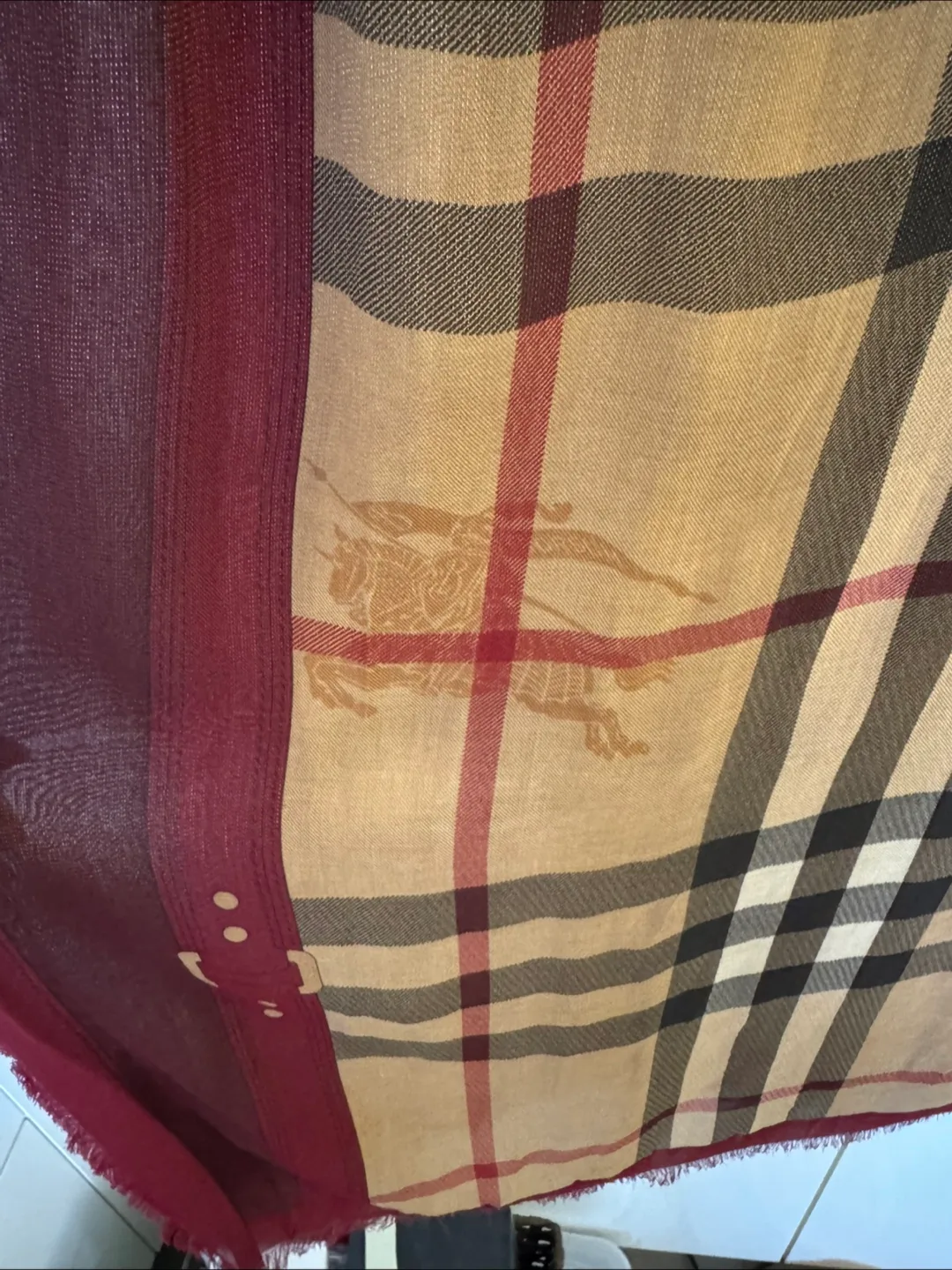 Burberry Scarf - Red and Beige Check image indicator(2)