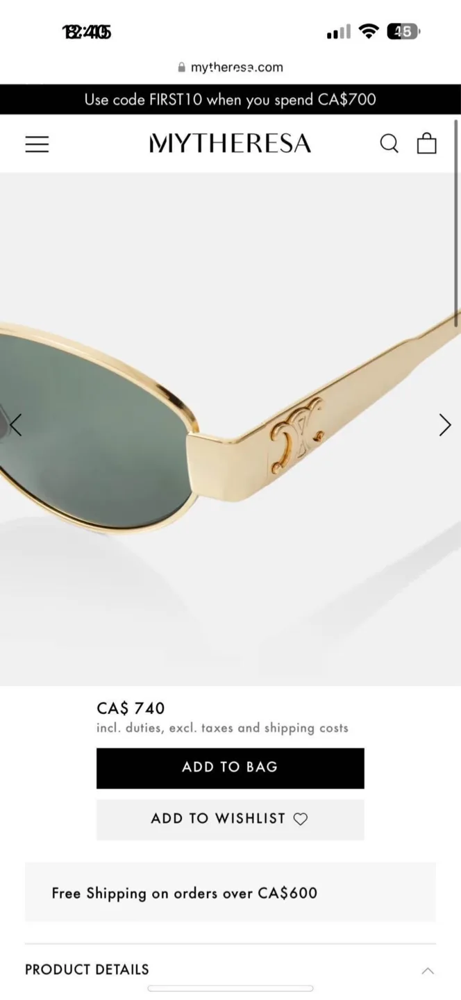Celine Sunglasses Gold Frame image indicator(3)