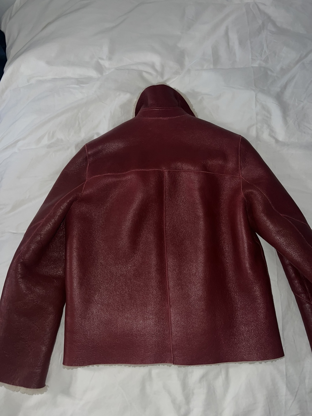 Sandro Paris Burgundy Leather Shearling Jacket - photo 2
