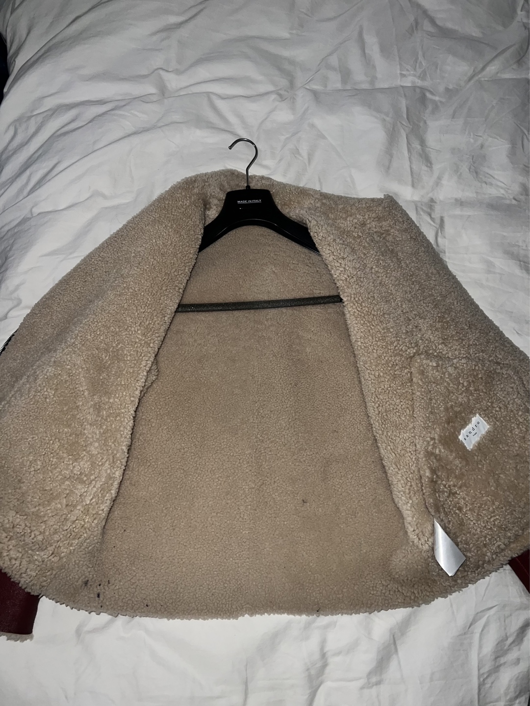 Sandro Paris Burgundy Leather Shearling Jacket - photo 5