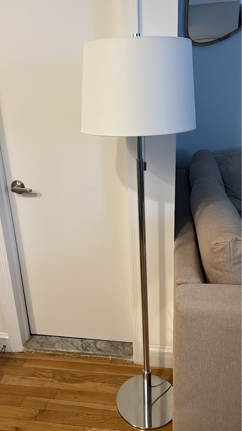 Chrome Floor Lamp with White Shade