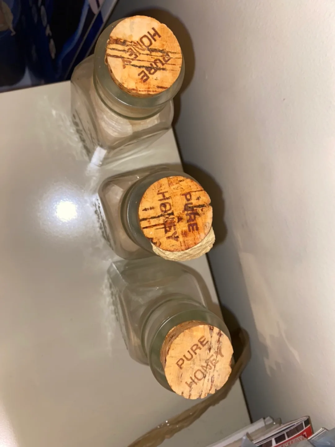 3 x Vintage Glass Honey Jars 1 Pound Pure Honey Kitchen Decor image indicator(4)