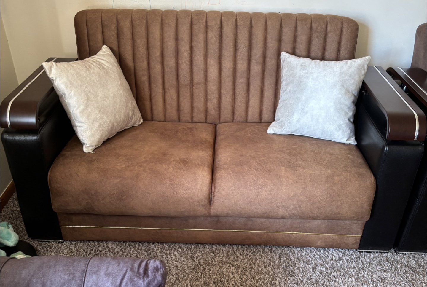 Brown love seat with Storage - photo 5
