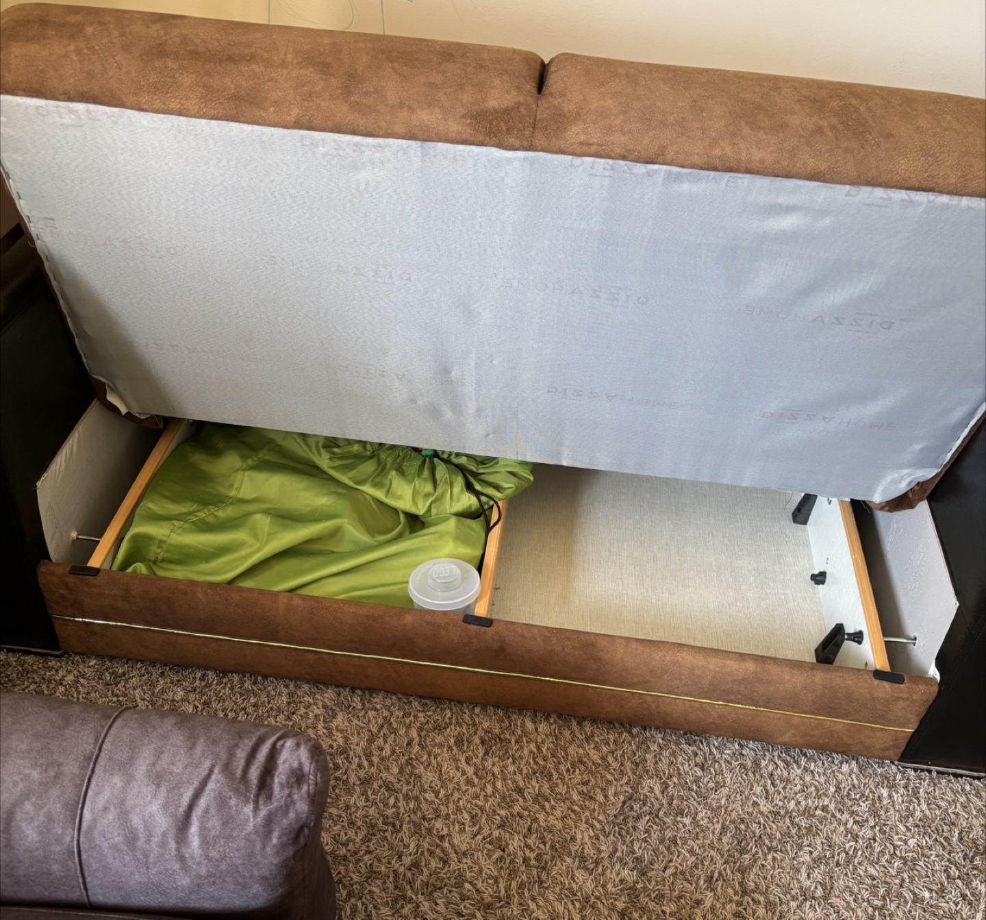 Brown love seat with Storage - photo 4