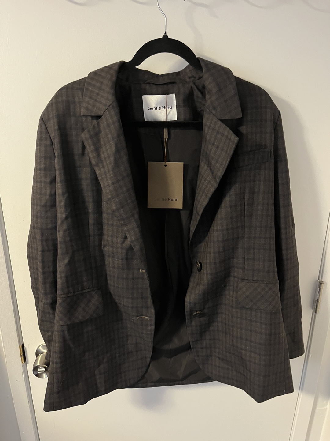Gentle Herd Brown Plaid Blazer - Size Small