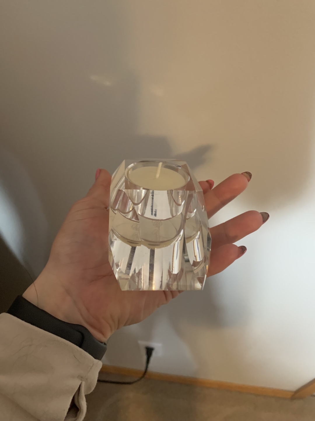 Crystal candle holder with tea light - photo 3