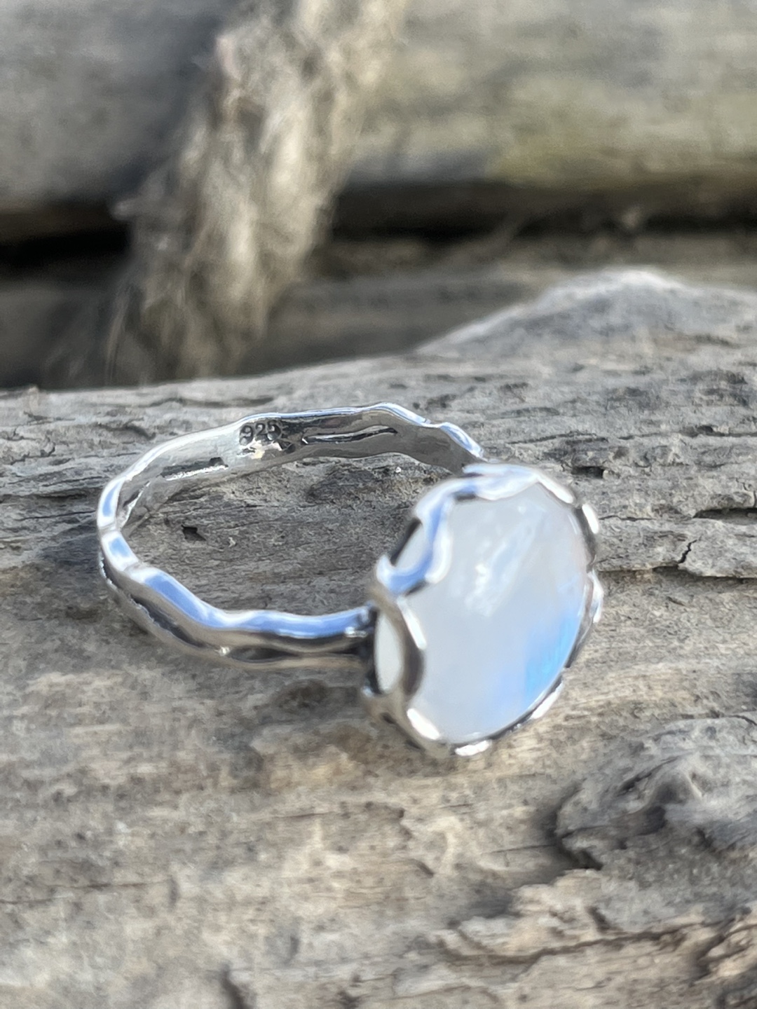 New Rainbow Moonstone Ring, Sterling Silver