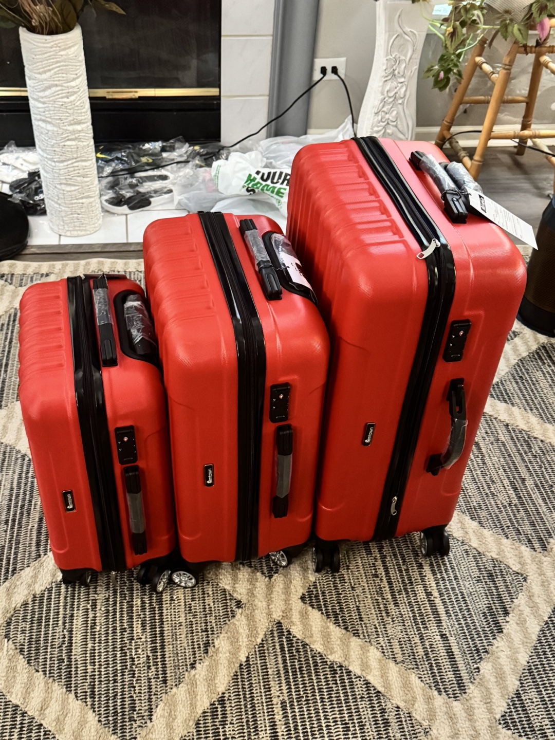 3-Piece Suitcase Set - Red Spinner Luggage TSA COMBO LOCKS