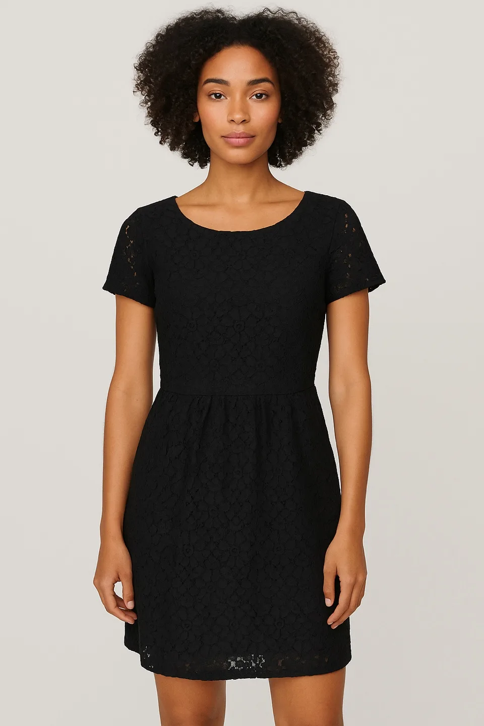 Vila Black Floral Lace Mini Dress Size 6 thumbnail