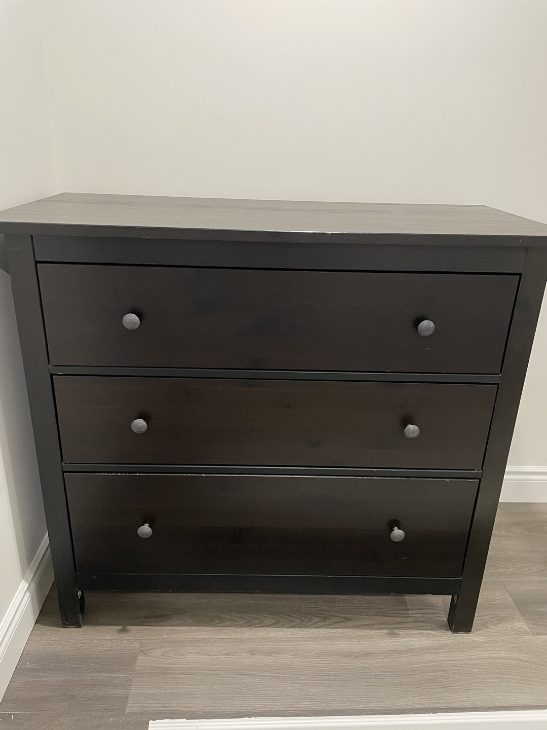 Three-Drawer Dark Wood Chest