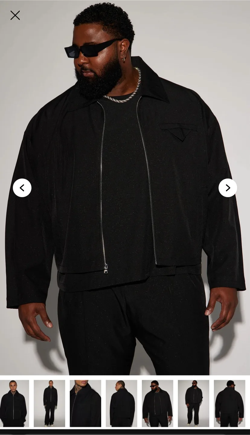 Fashionnova black glitter zip-up jacket and trousers image indicator(3)