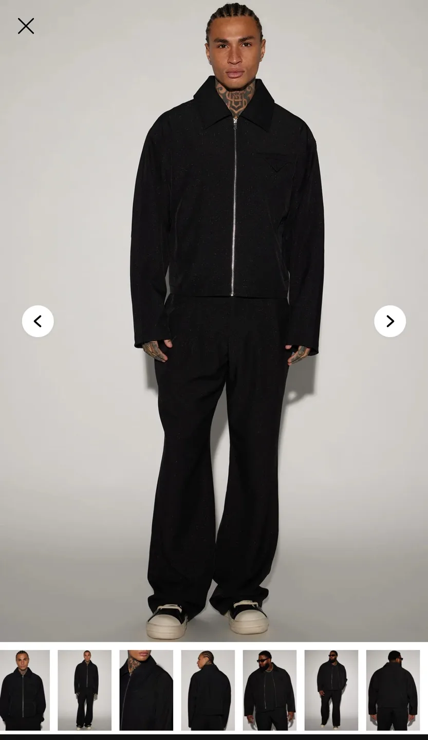 Fashionnova black glitter zip-up jacket and trousers image indicator(2)