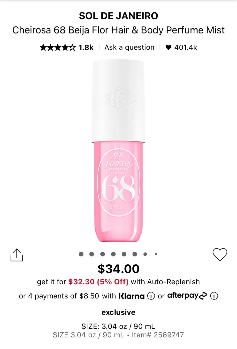 Sol de Janeiro Cheirosa 68 Hair & Body Perfume Mist image indicator(2)