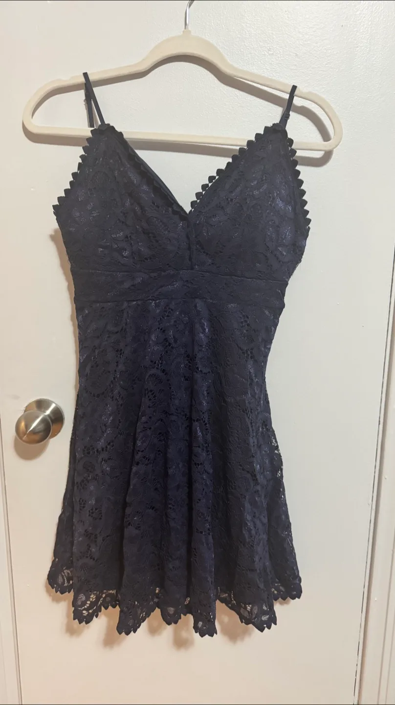 Navy blue lace mini dress image indicator(2)