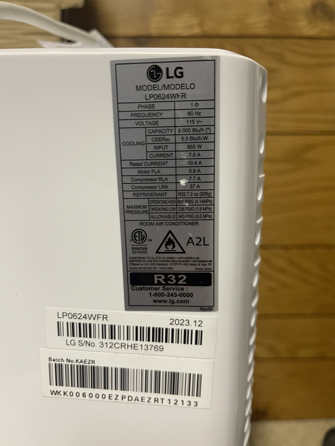 LG LP0624WFR Portable Air Conditioner 8000 btu - photo 3