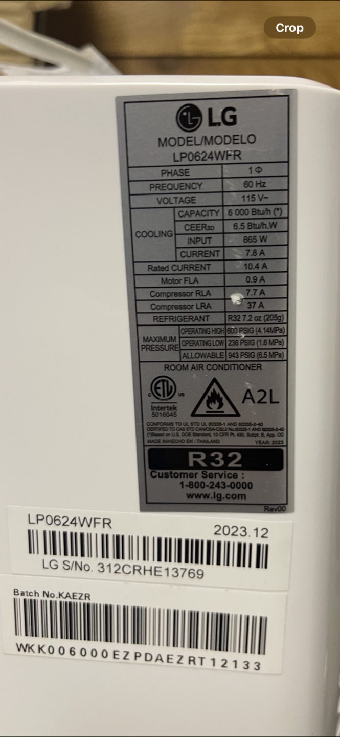 LG LP0624WFR Portable Air Conditioner 8000 btu - photo 4