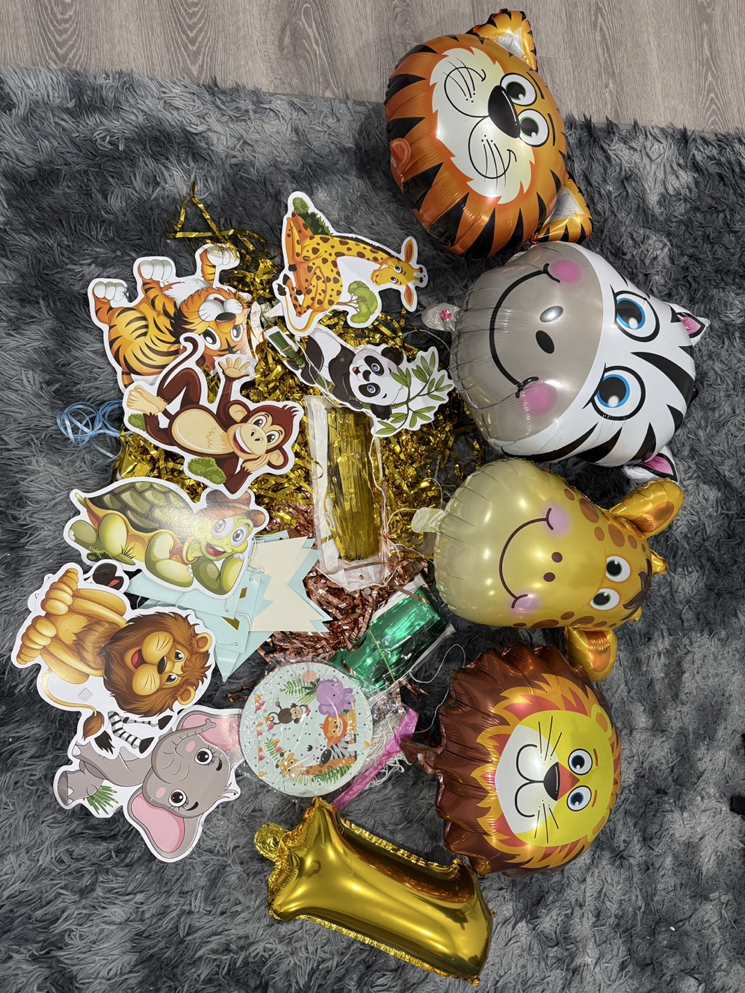 Jungle Animal First Birthday Party Supplies Bundle