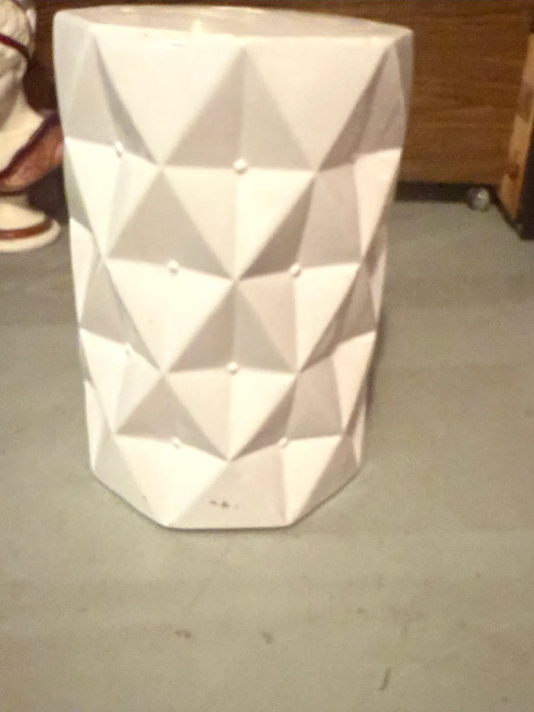 White Geometric Ceramic Stool thumbnail