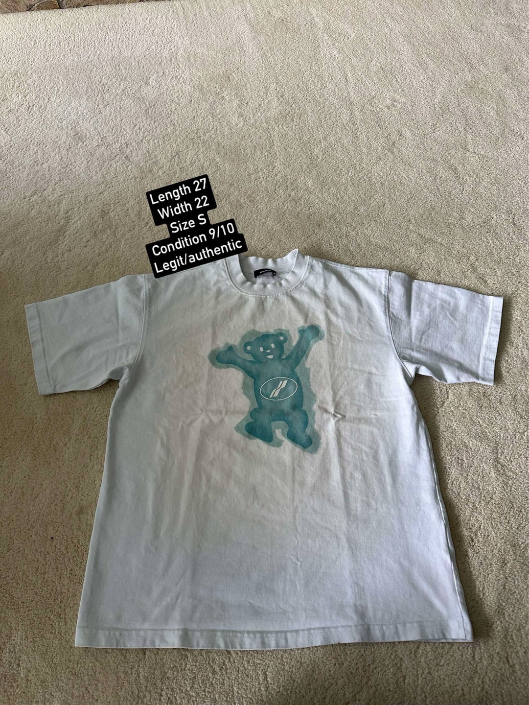 We11done Bear Zip-Up T-Shirt - Size Small