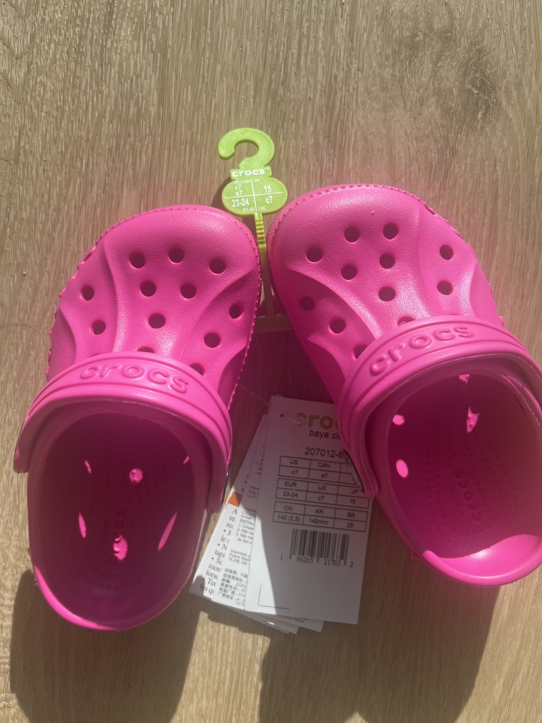 Crocs Kids' Classic Clogs - White & Pink - Size 7 (23-24)
