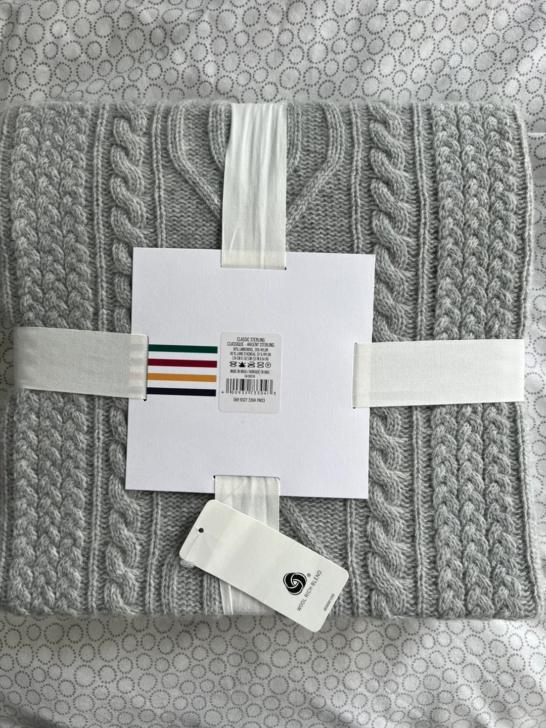 [NEW]-HB Stripes Decorative Throw Blanket - Grey Cable Knit image indicator(2)