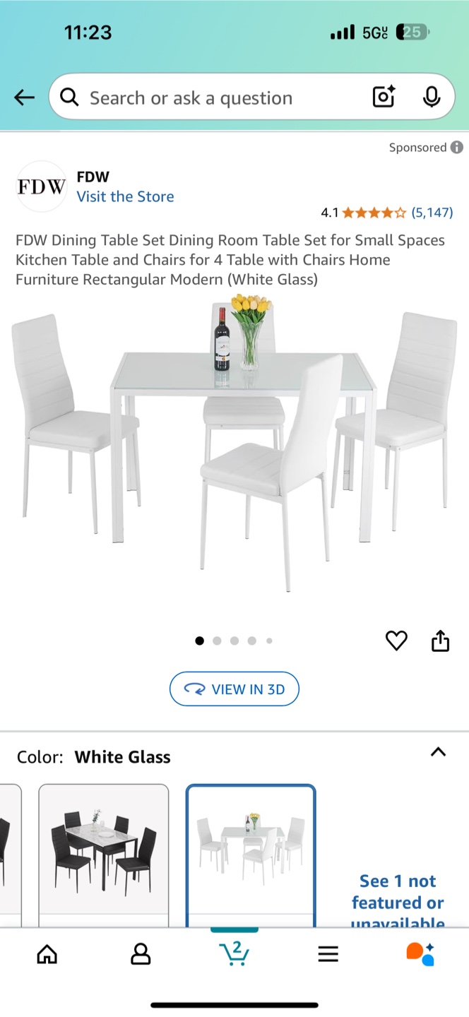 FDW Dining Table - White Glass - photo 4