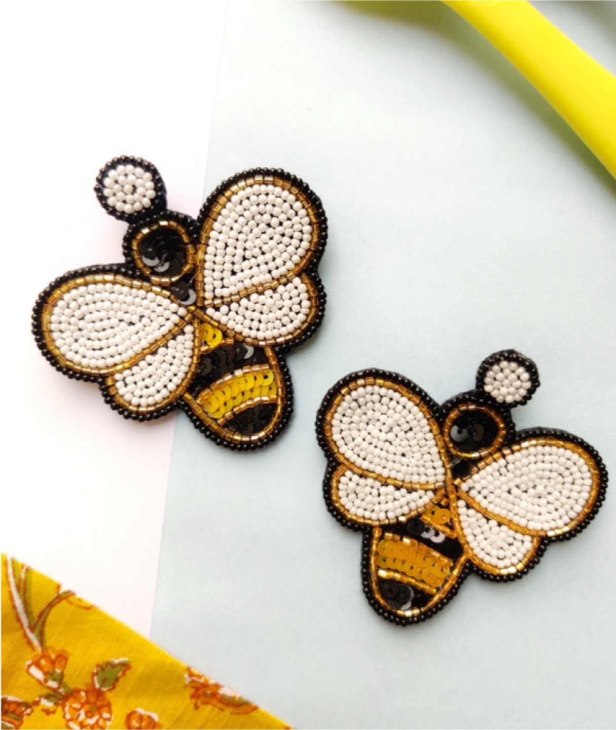 🐝 Beaded Bee Statement Earrings – Sweet as Honey!