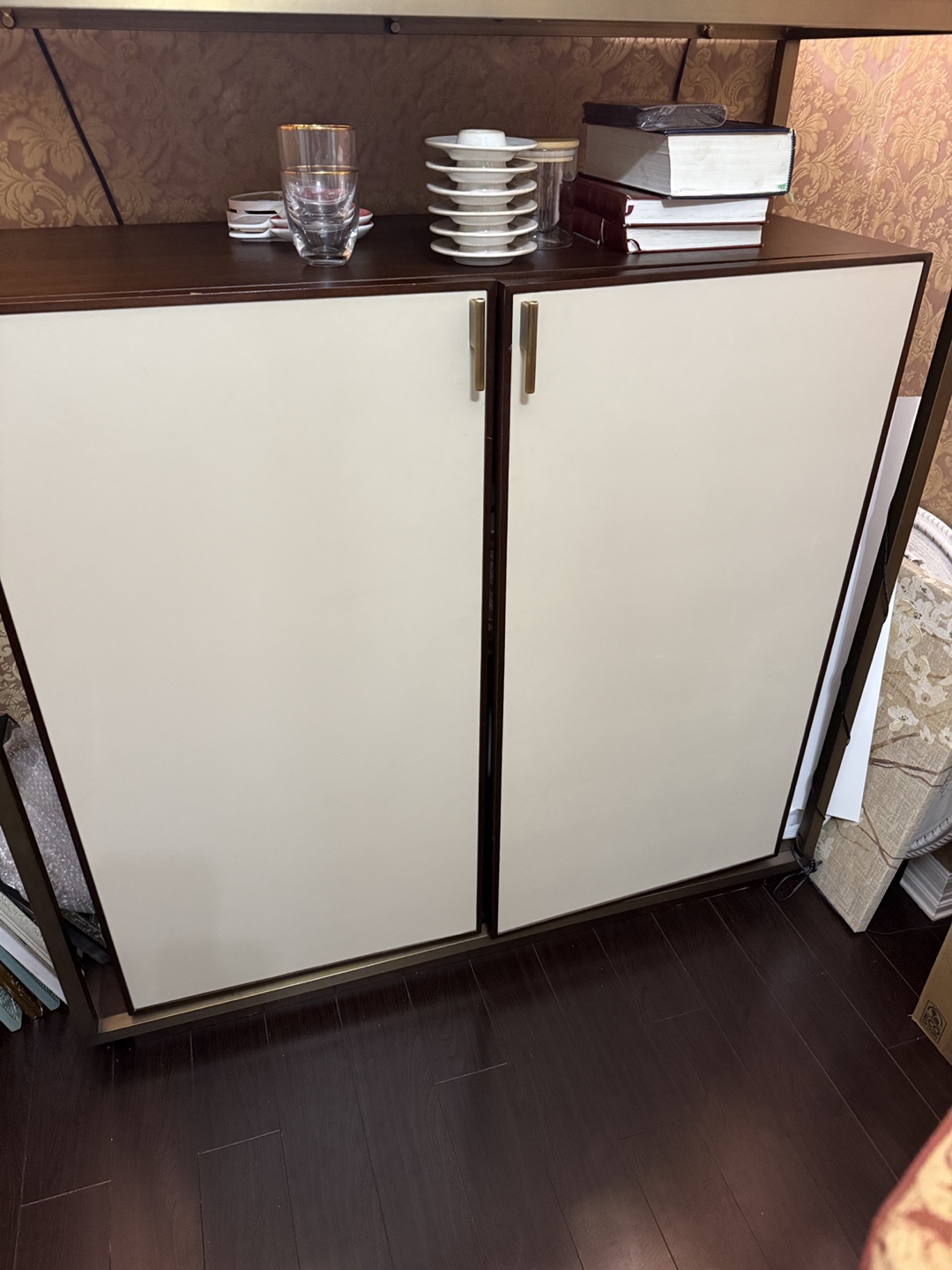 Two-door cabinet with shelving