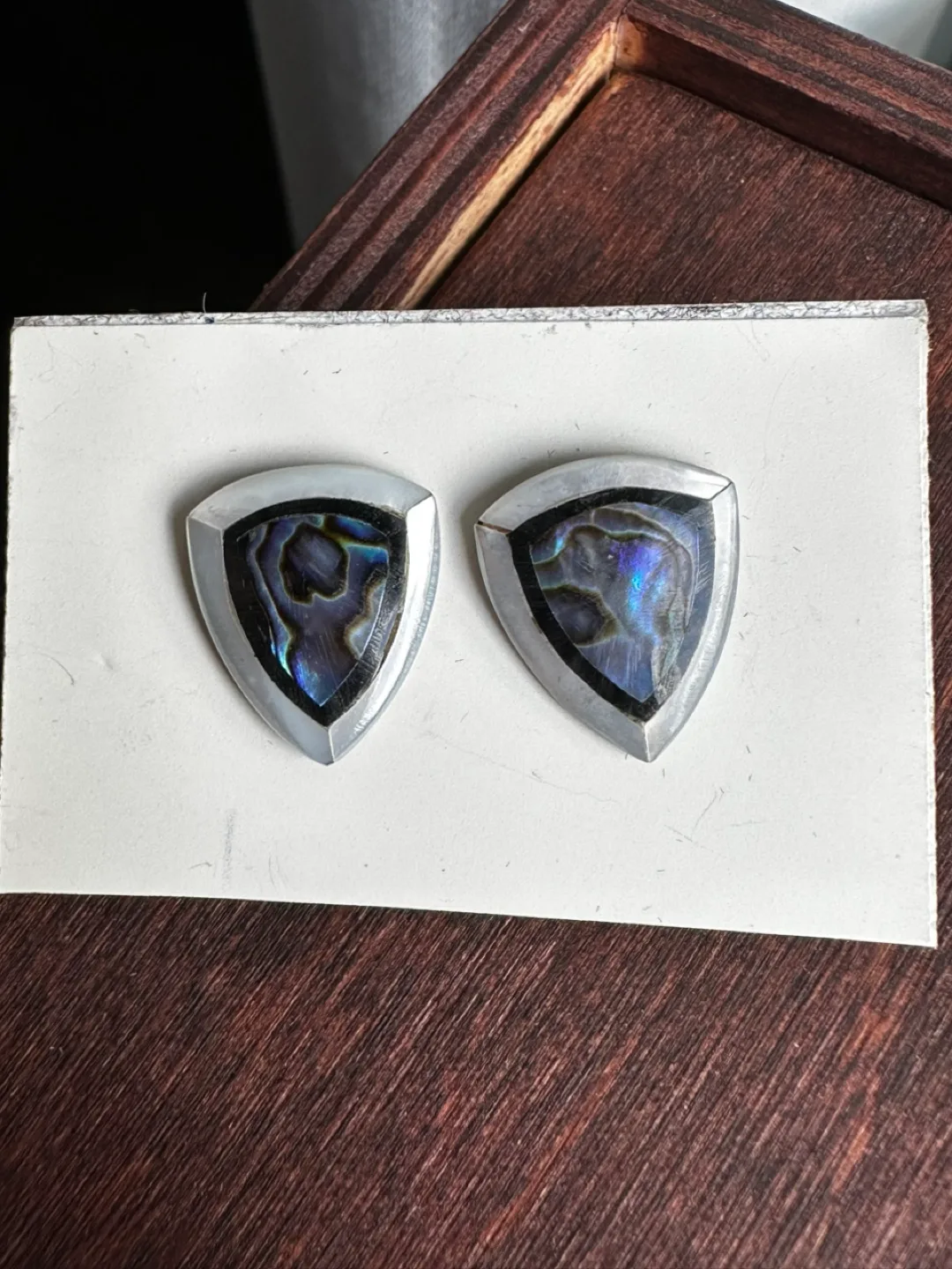 Unique Triangular Mother of Pearl Earrings image indicator(3)