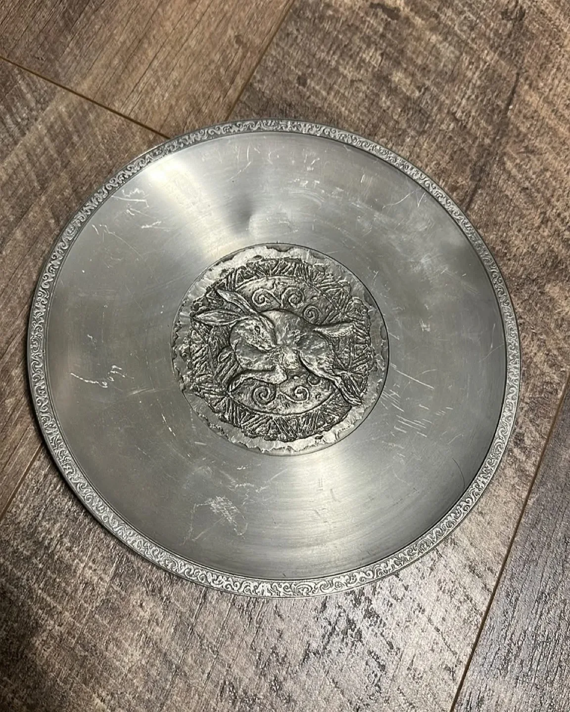 Vintage Selangor Pewter Rabbit Zodiac Deco Plate image indicator(2)