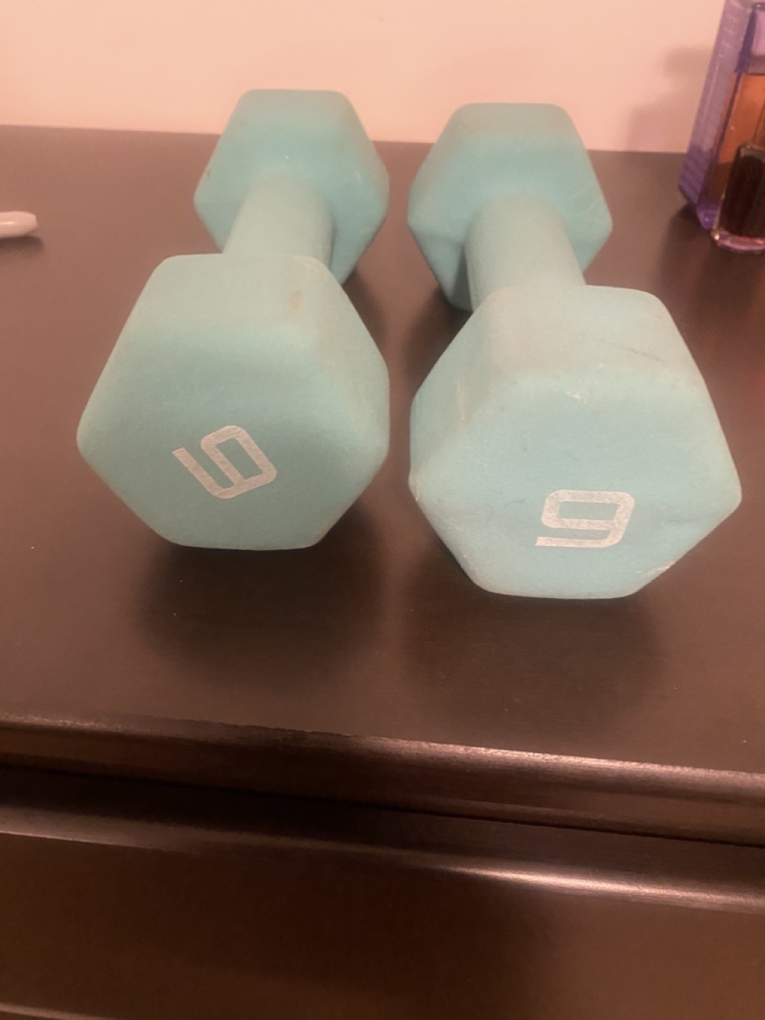 Pair of 9lb Teal Dumbbells - photo 2