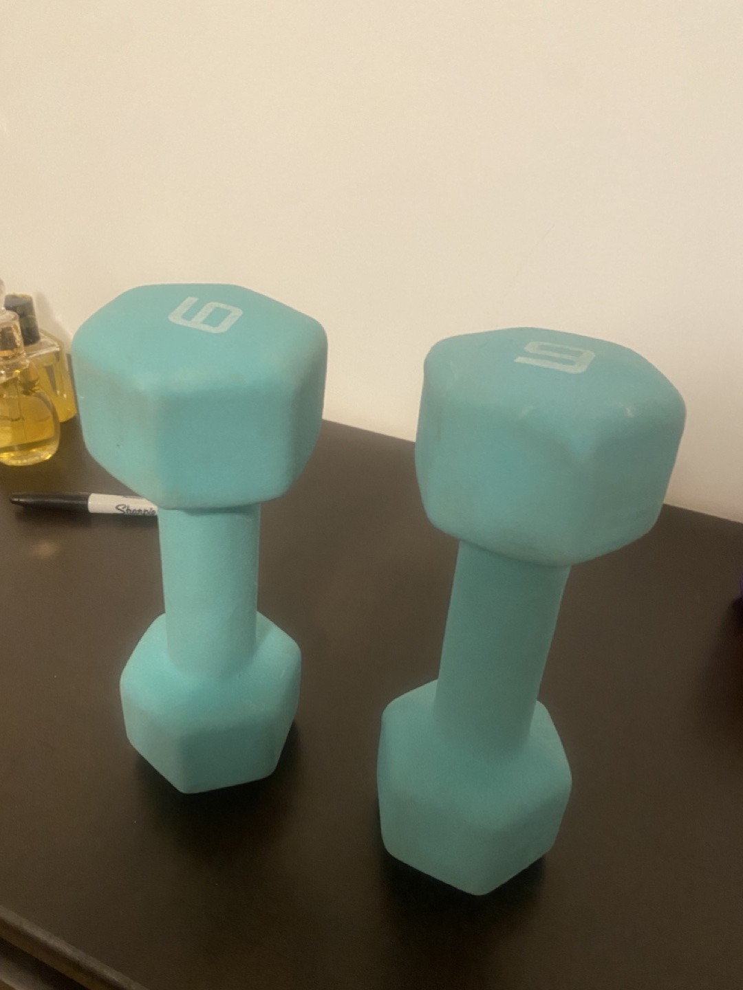 Pair of 9lb Teal Dumbbells