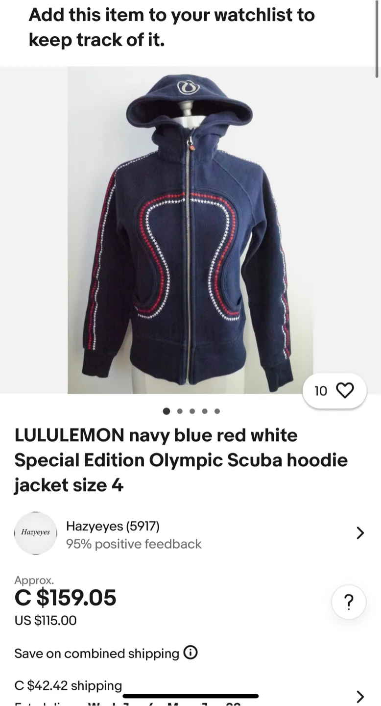 Rare 2010 Team USA Lululemon Scuba Hoodie! image indicator(5)