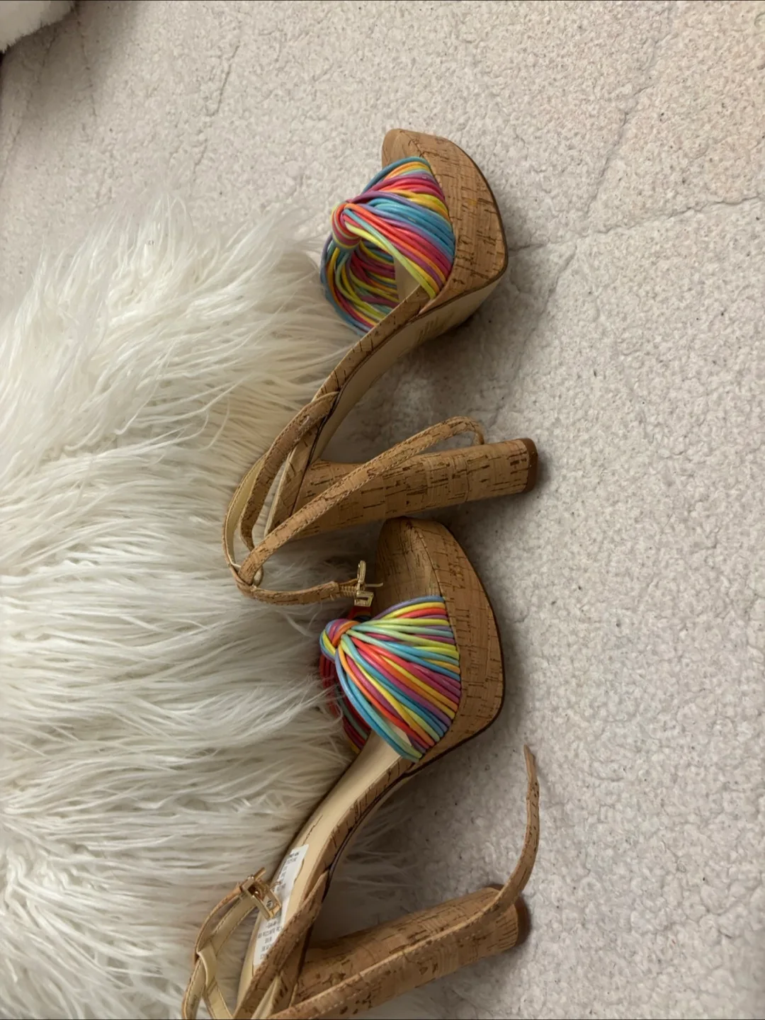 Rainbow Cork Platform Heels thumbnail