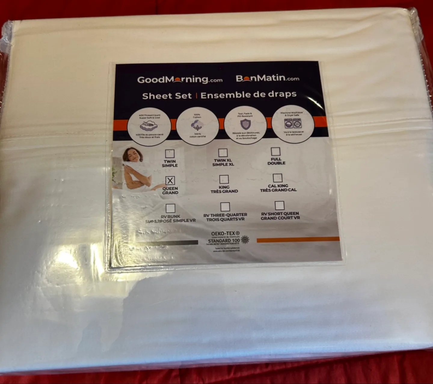 GoodMorning BonMatin White Queen Sheet Set image indicator(2)