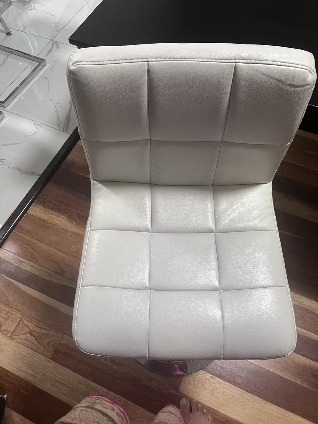 Pair of Adjustable Bar Stools - Black and Off-White