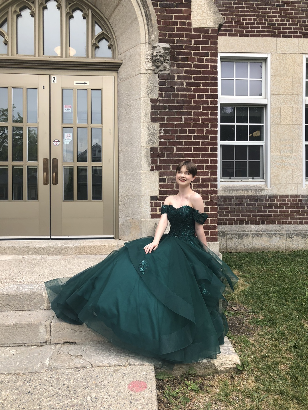 Emerald Green Off-the-Shoulder Prom Dress - photo 2
