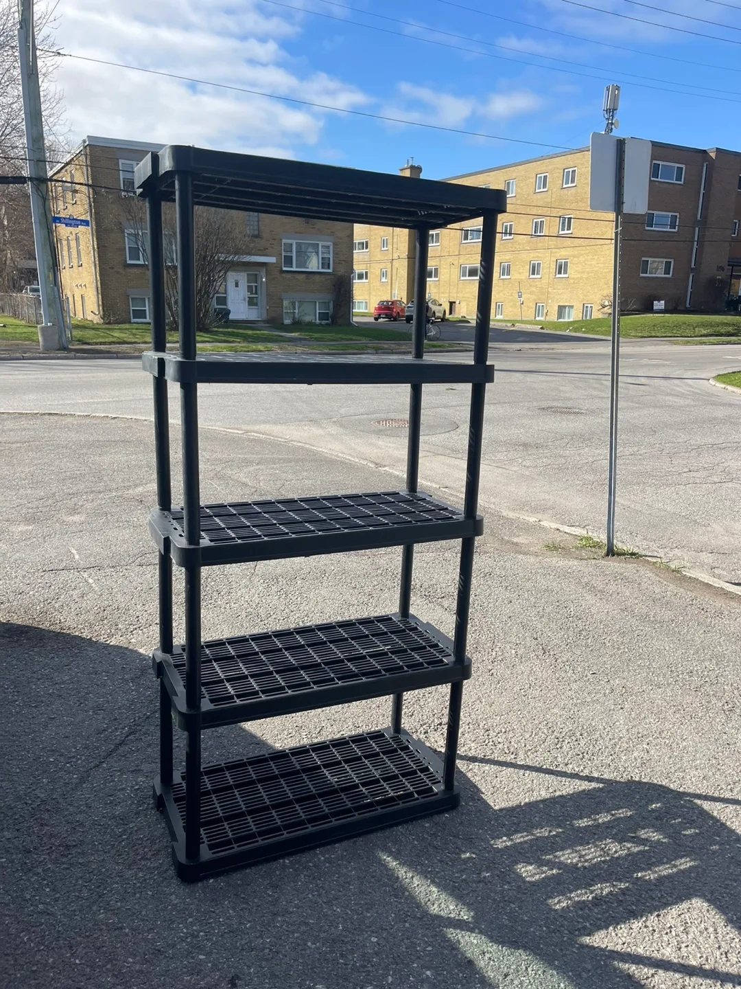 Black Plastic 4-Shelf Shelving Unit thumbnail