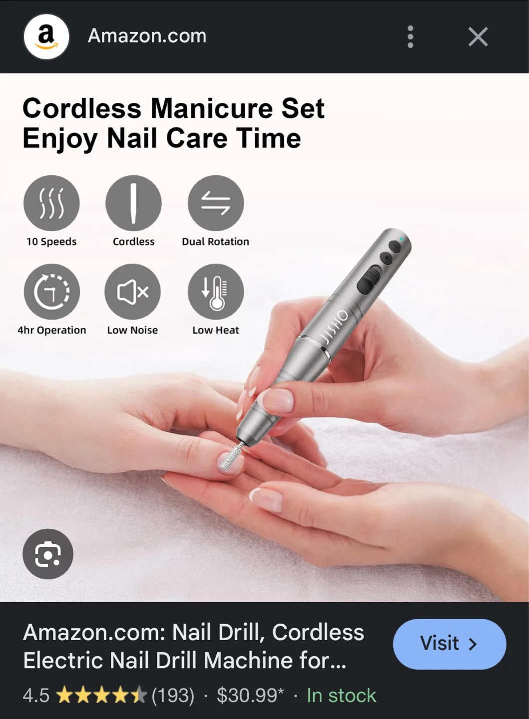 JISHIO Cordless Electric Nail Drill Set image indicator(2)