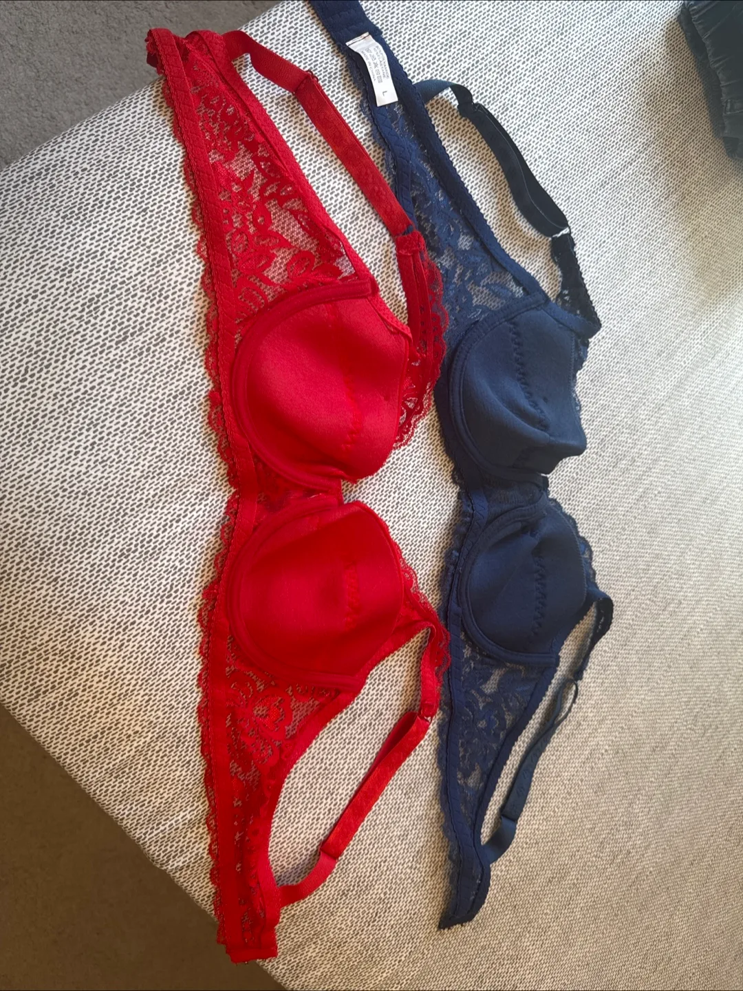 Two Lace Bras - Red and Navy image indicator(2)