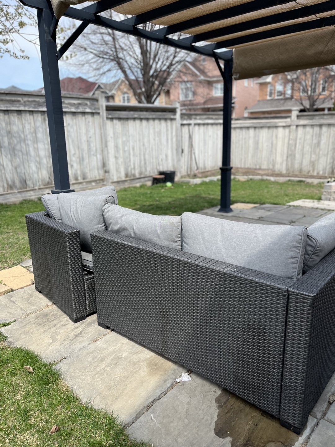 Outdoor Wicker Sectional Sofa with Grey Cushions - photo 3