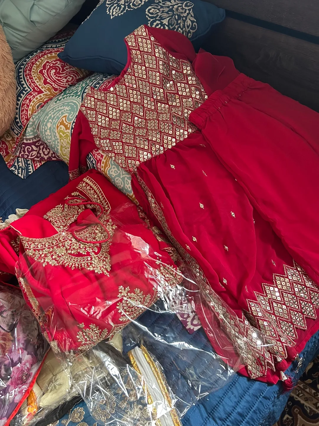 Both Gorgeous Red Embroidered Two-Piece Suit thumbnail