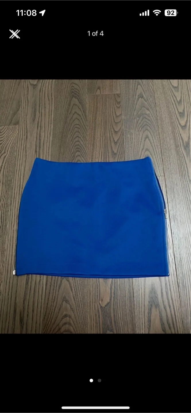 Blue Mini Skirt with Side Zipper NEW thumbnail