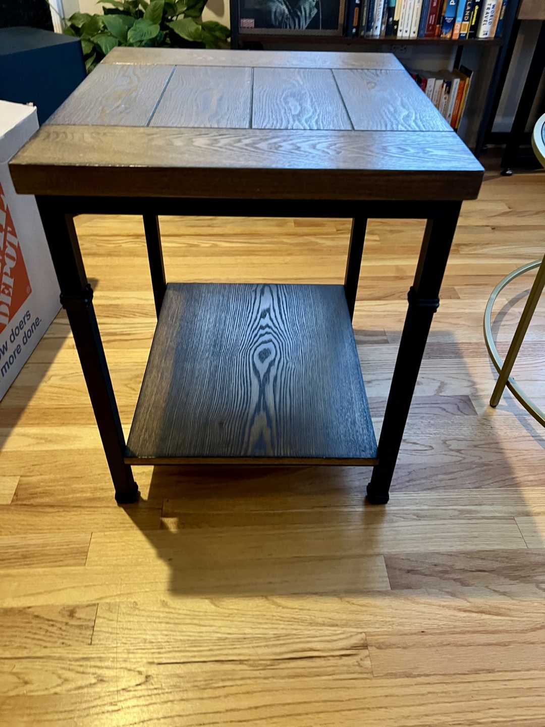Rustic Brown End Table with Metal Legs