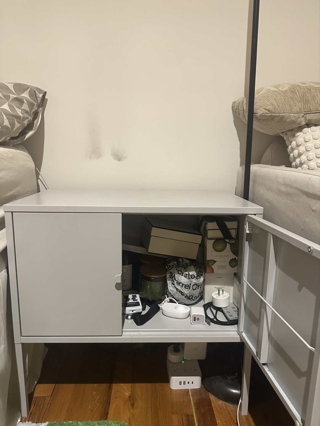 Grey Metal Nightstand with Cabinet - photo 3