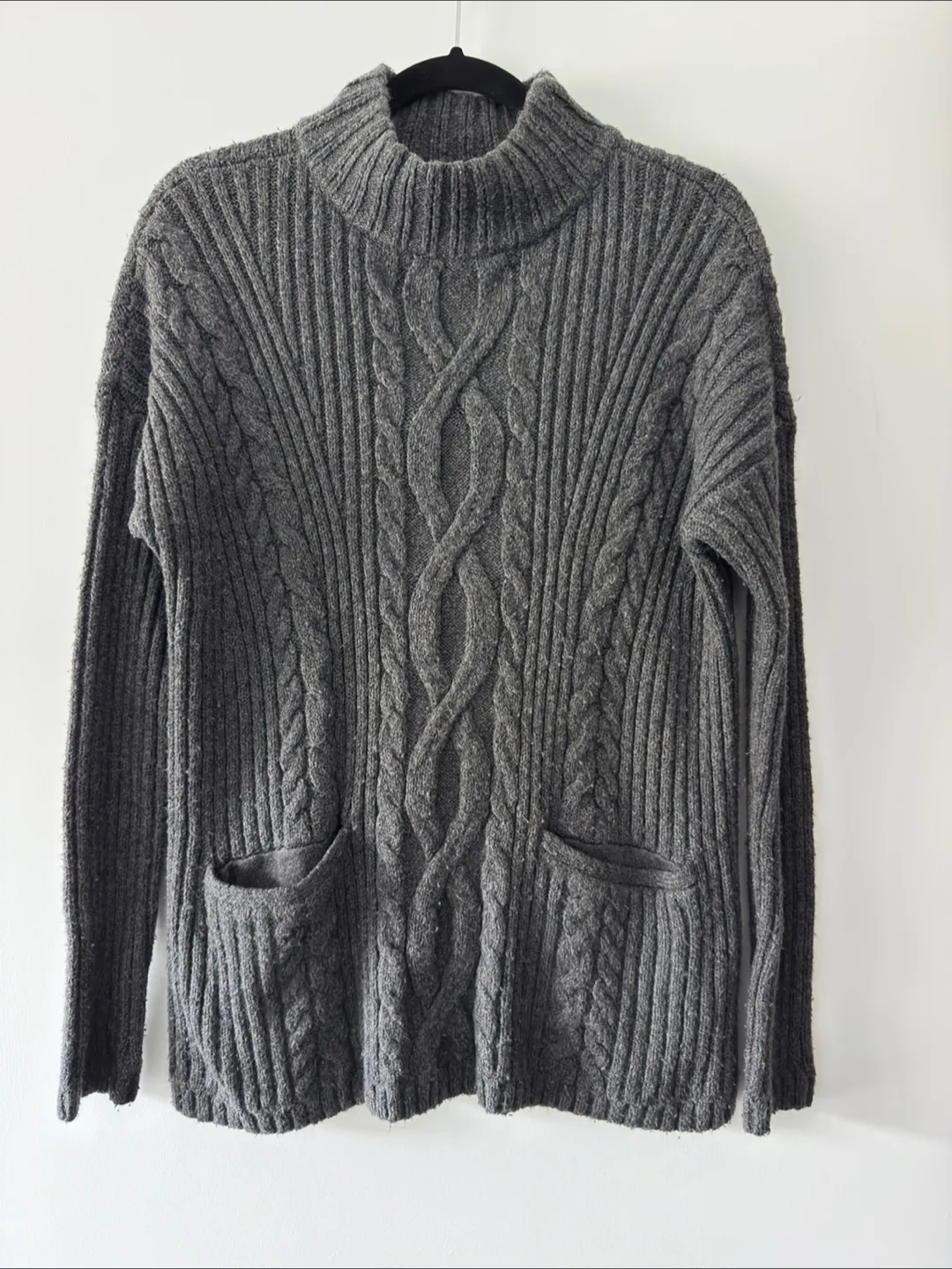 Abercrombie & Fitch Grey Mock Neck Sweater - Size Medium thumbnail