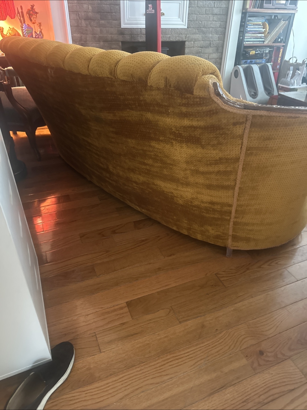 Vintage Mustard Yellow Velvet Sofa - photo 3