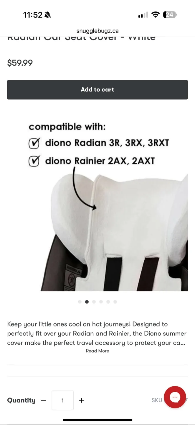 Diono Radian/Rainier Car Seat Summer Cover - White image indicator(3)
